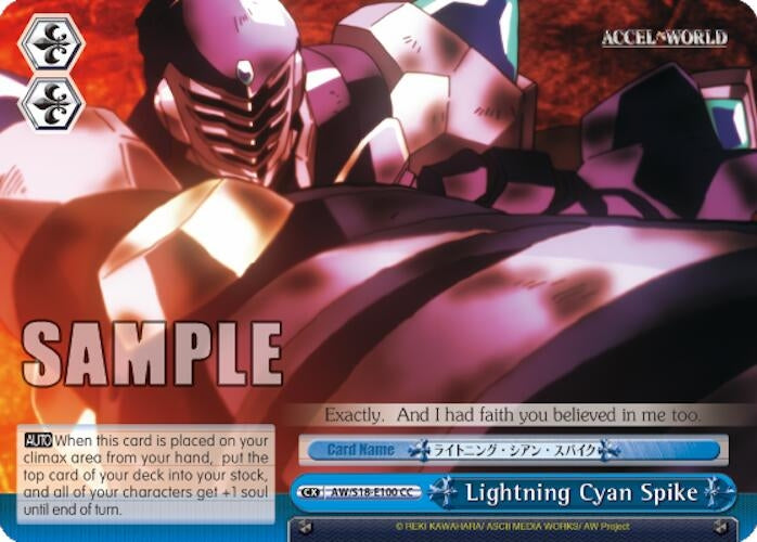 Image for Lightning Cyan Spike (Accel World) (AW/S18-E100 CC) - Weiss Schwarz