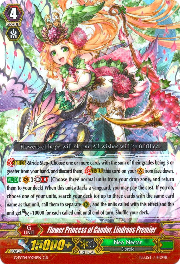 Image for Flower Princess of Candor, Lindroos Premier (G-FC04: Fighters Collection 2017) (G-FC04/024EN) - Cardfight Vanguard