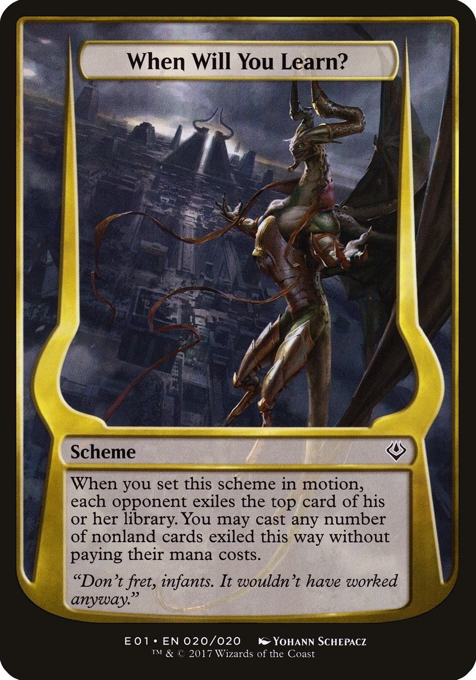 Image for When Will You Learn? (Archenemy: Nicol Bolas) (Oversize Cards) (20) - Magic: The Gathering