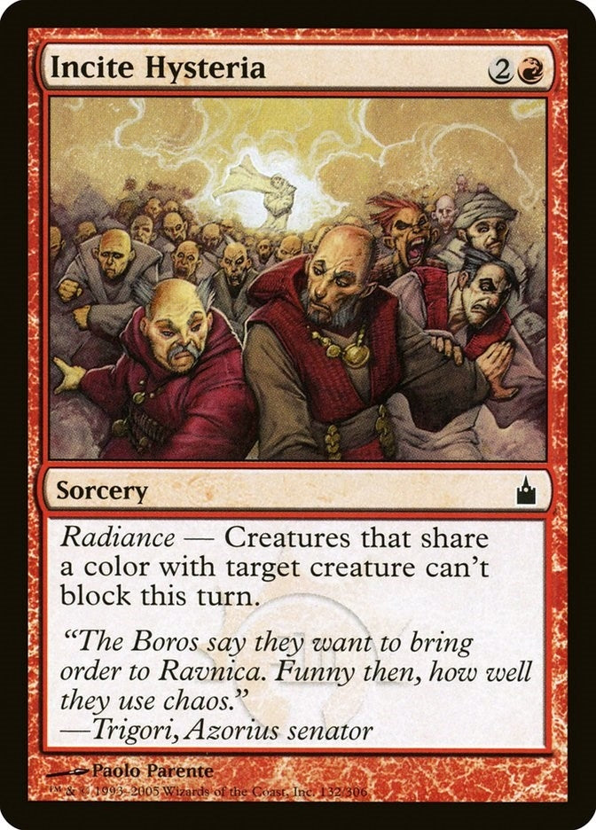 Image for Incite Hysteria (Ravnica: City of Guilds) (132) - Magic: The Gathering