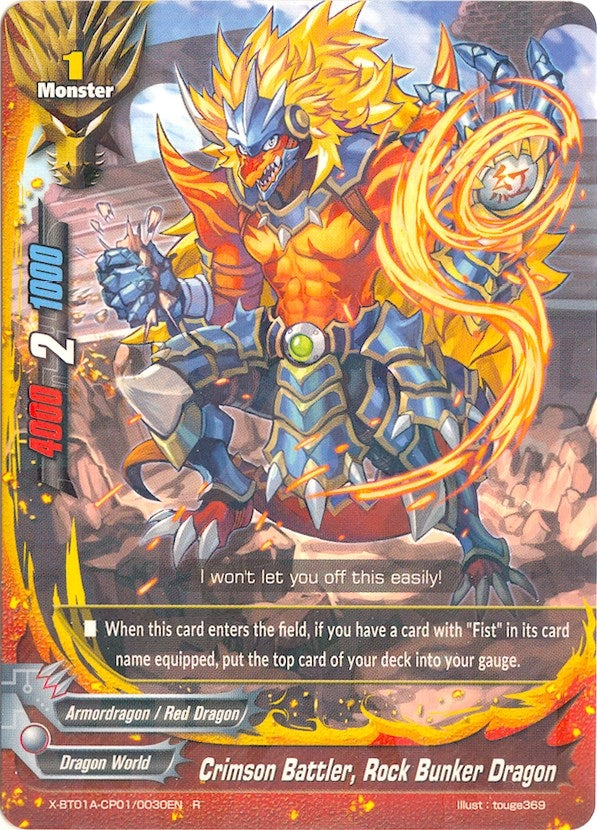 Image for Crimson Battler, Rock Bunker Dragon (Crossing Generations) (X-BT01A-CP01/0030EN) - Future Card BuddyFight