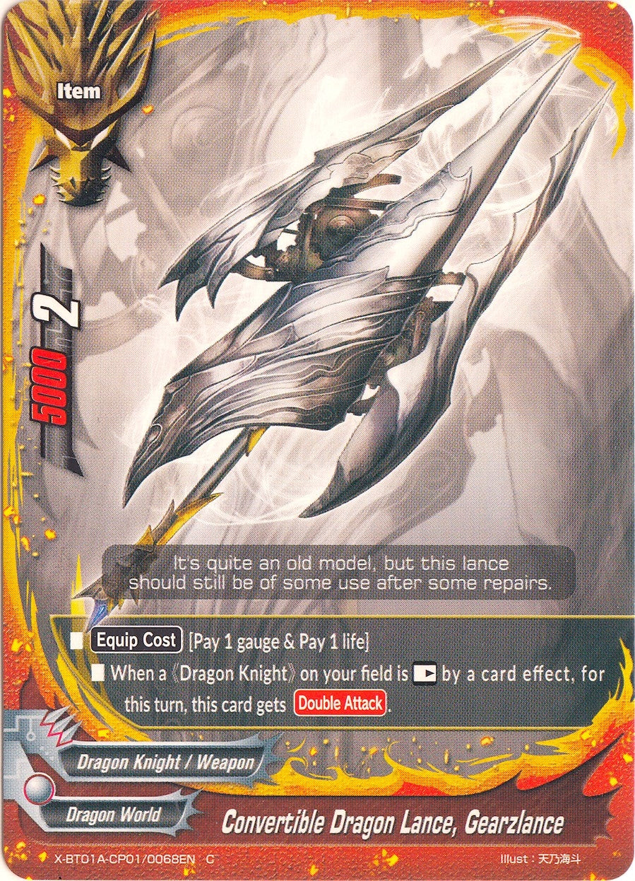 Image for Convertible Dragon Lance, Gearzlance (Crossing Generations) (X-BT01A-CP01/0068EN) - Future Card BuddyFight