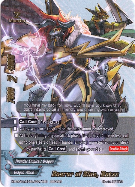 Image for Bearer of Sins, Batzz (Secret Silver Foil) (Crossing Generations) (X-BT01A-CP01/0071EN) - Future Card BuddyFight