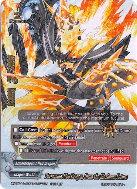 Image for Paramount Neo Dragon, Drum the Maximum Future (Secret Silver Foil) (Crossing Generations) (X-BT01A-CP01/0077EN) - Future Card BuddyFight