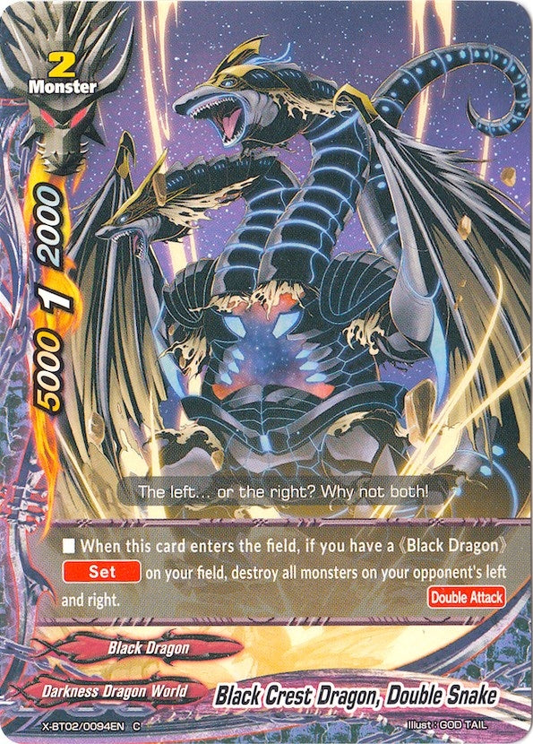 Image for Black Crest Dragon, Double Snake (Chaos Control Crisis) (X-BT02/0094EN) - Future Card BuddyFight