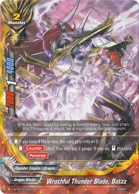 Image for Wrathful Thunder Blade, Batzz (Chaos Control Crisis) (X-BT02/0009EN) - Future Card BuddyFight