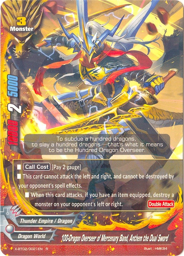Image for 100-Dragon Overseer of Mercenary Band, Anthem the Dual Sword (Chaos Control Crisis) (X-BT02/0021EN) - Future Card BuddyFight