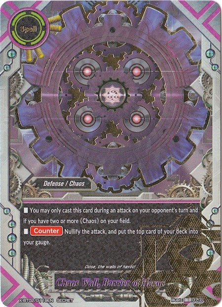 Image for Chaos Wall, Barrier of Havoc (Secret) (Chaos Control Crisis) (X-BT02/0119EN) - Future Card BuddyFight