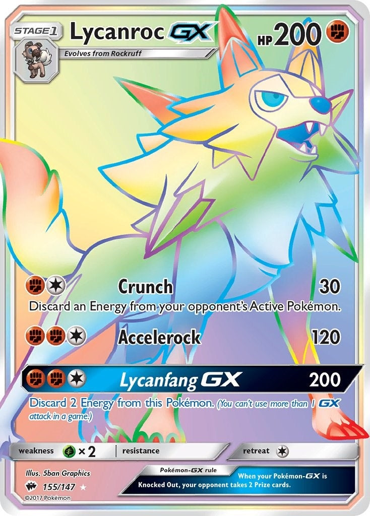 Image for Lycanroc GX (Secret) (SM - Burning Shadows) (155/147) - Pokemon