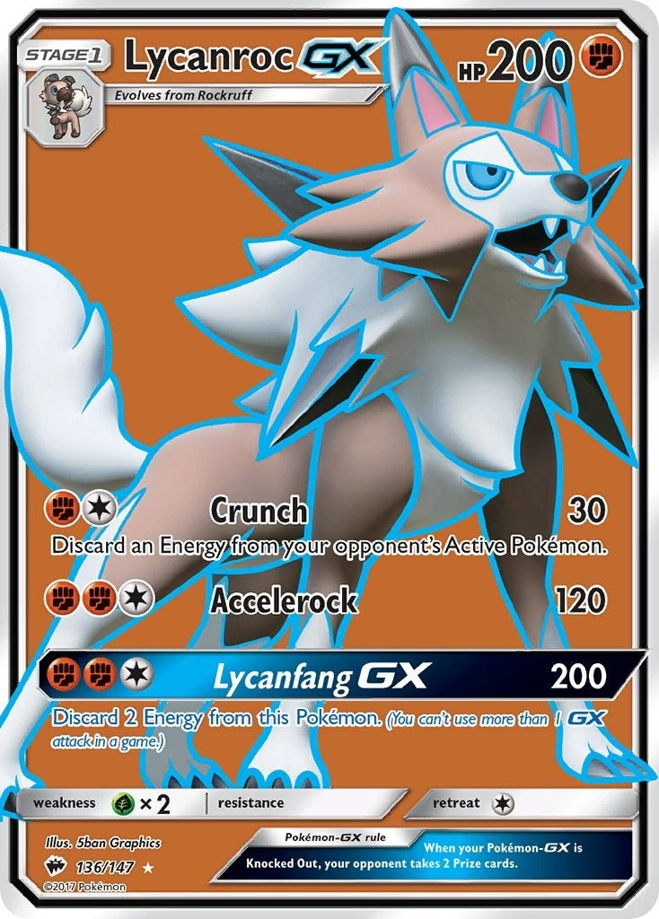 Image for Lycanroc GX (Full Art) (SM - Burning Shadows) (136/147) - Pokemon