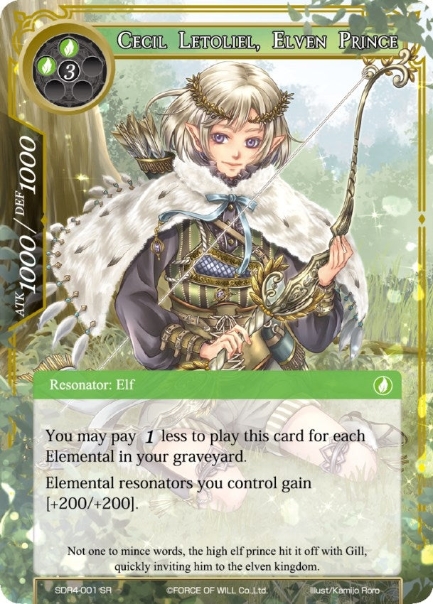 Image for Cecil Letoliel, Elven Prince (Reiya Cluster Starter Deck) (SDR4-001) - Force of Will