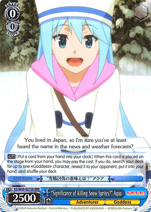 Image for "Significance of Killing Snow Sprites?" Aqua (RRR) (KonoSuba) (KS/W49-E075R RRR) - Weiss Schwarz