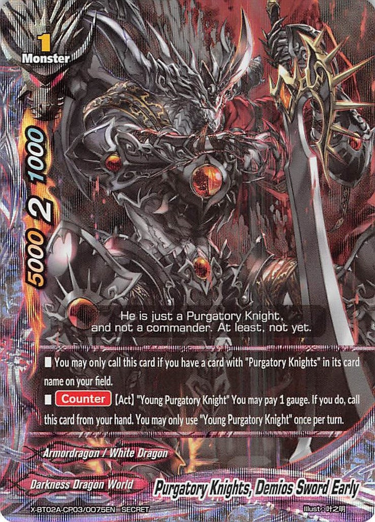 Image for Purgatory Knights, Demios Sword Early (Secret RRR Foil) (Evolution & Mutation) (X-BT02A-CP03/0075EN) - Future Card BuddyFight