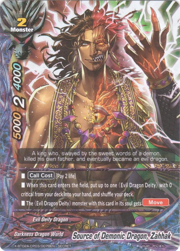 Image for Source of Demonic Dragon, Zahhak (Secret R Foil) (Evolution & Mutation) (X-BT02A-CP03/0078EN) - Future Card BuddyFight