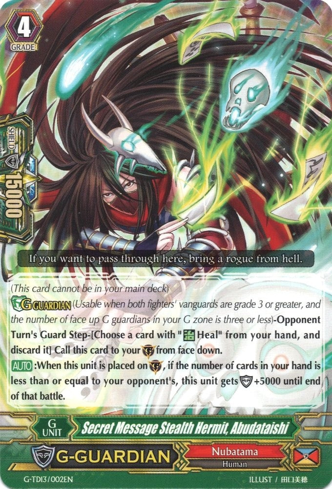Image for Secret Message Stealth Hermit, Abudataishi (G-TD13: Evil Eye Sovereign) (G-TD13/002EN) - Cardfight Vanguard
