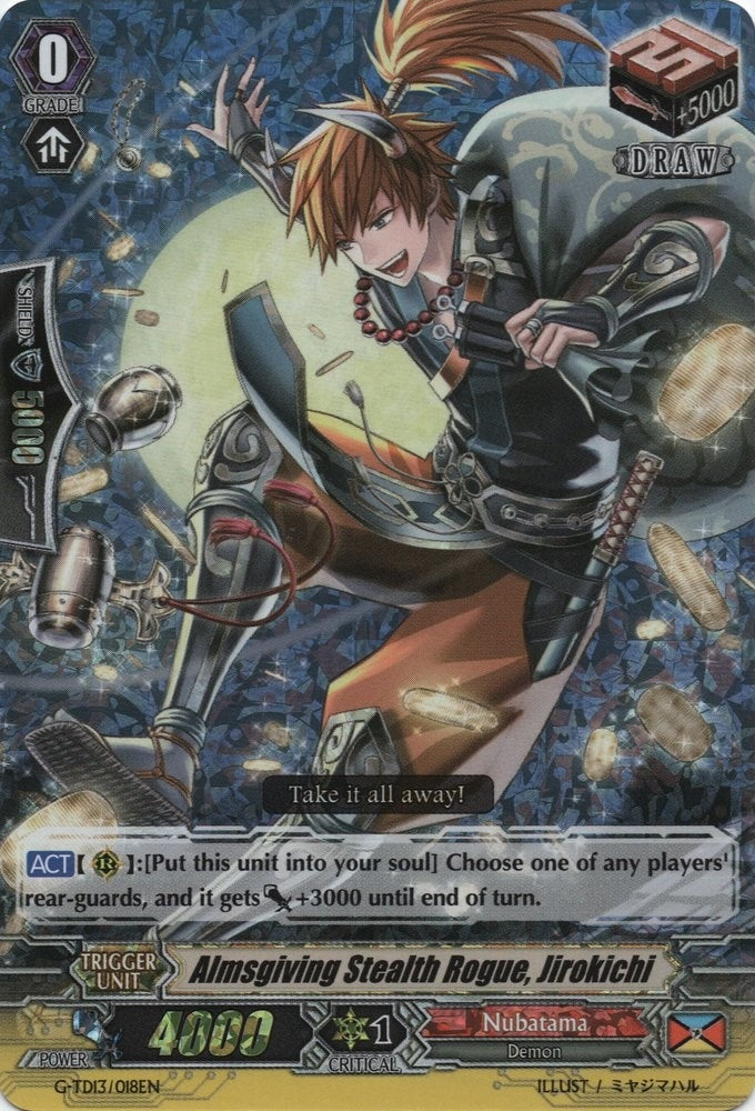 Image for Almsgiving Stealth Rogue, Jirokichi (RRR Foil) (G-TD13: Evil Eye Sovereign) (G-TD13/018EN) - Cardfight Vanguard