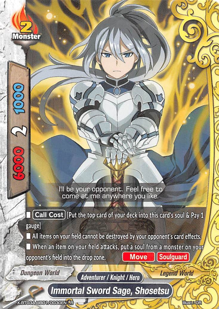 Image for Immortal Sword Sage, Shosetsu (LVL Up! Heroes & Adventurers!) (X-BT03A-UB01/0030EN) - Future Card BuddyFight