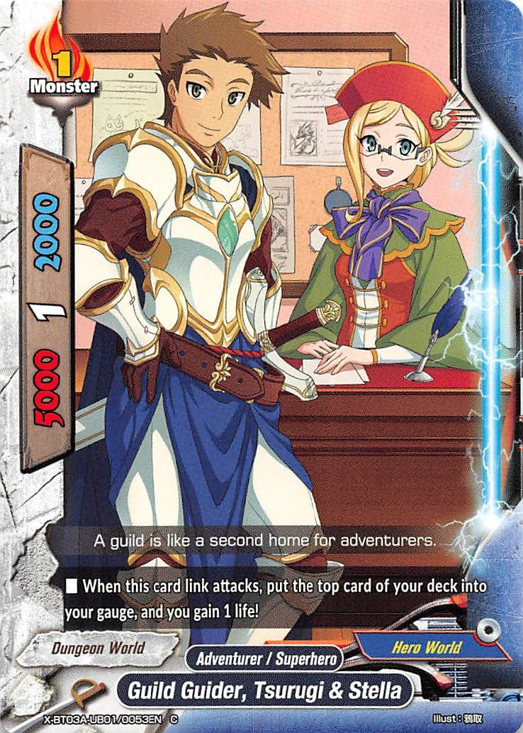 Image for Guild Guider, Tsurugi & Stella (LVL Up! Heroes & Adventurers!) (X-BT03A-UB01/0053EN) - Future Card BuddyFight