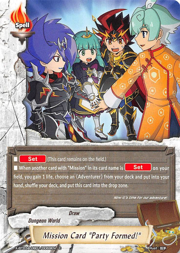 Image for Mission Card "Party Formed!" (LVL Up! Heroes & Adventurers!) (X-BT03A-UB01/0069EN) - Future Card BuddyFight