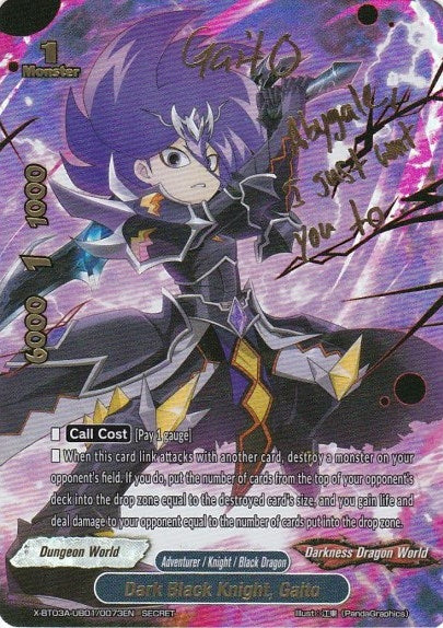 Image for Dark Black Knight, Gaito (Secret) (LVL Up! Heroes & Adventurers!) (X-BT03A-UB01/0073EN) - Future Card BuddyFight