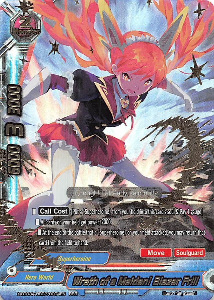 Image for Wrath of a Maiden! Blazer Frill (LVL Up! Heroes & Adventurers!) (X-BT03A-UB02/0004EN) - Future Card BuddyFight