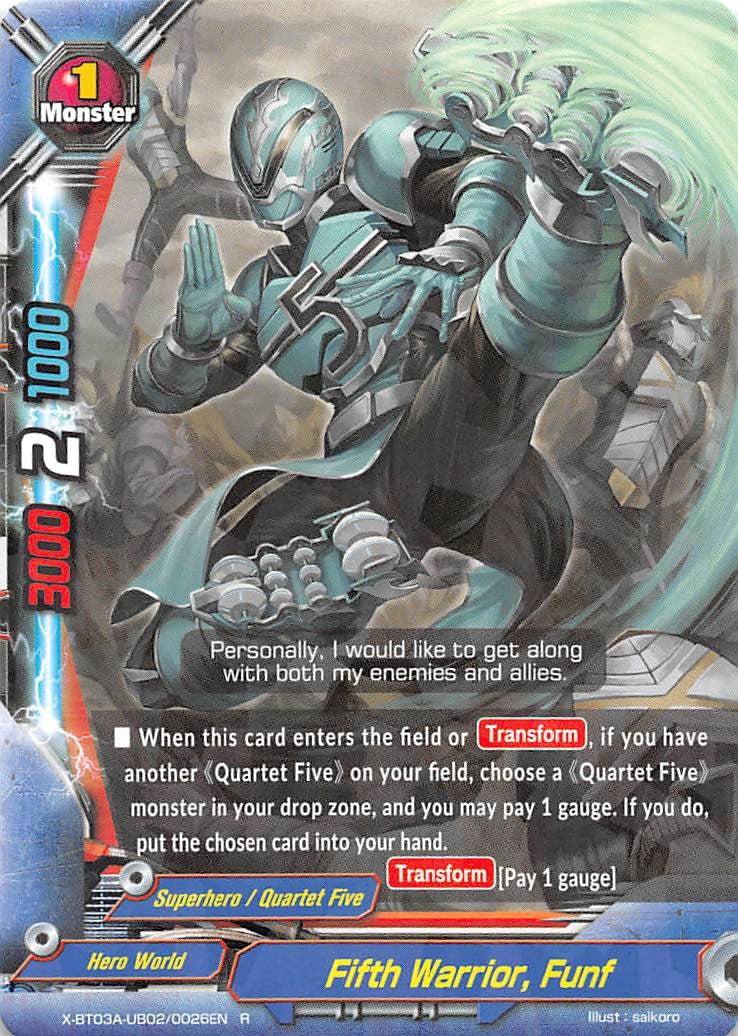 Image for Fifth Warrior, Funf (LVL Up! Heroes & Adventurers!) (X-BT03A-UB02/0026EN) - Future Card BuddyFight