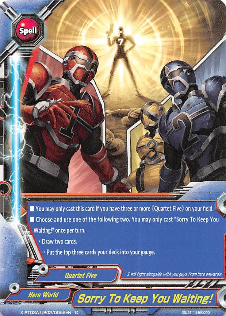Image for Sorry To Keep You Waiting! (LVL Up! Heroes & Adventurers!) (X-BT03A-UB02/0055EN) - Future Card BuddyFight