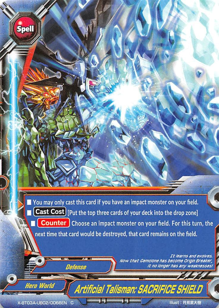 Image for Artificial Talisman: SACRIFICE SHIELD (LVL Up! Heroes & Adventurers!) (X-BT03A-UB02/0066EN) - Future Card BuddyFight