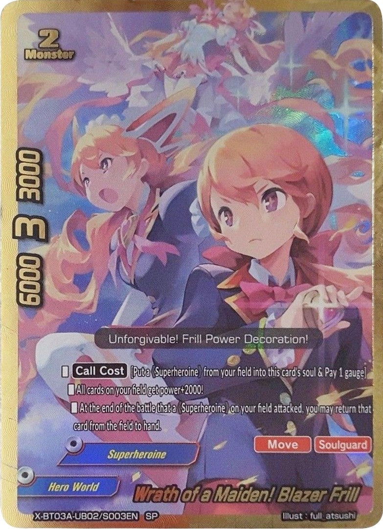Image for Wrath of a Maiden! Blazer Frill (SP) (LVL Up! Heroes & Adventurers!) (X-BT03A-UB02/S003EN) - Future Card BuddyFight