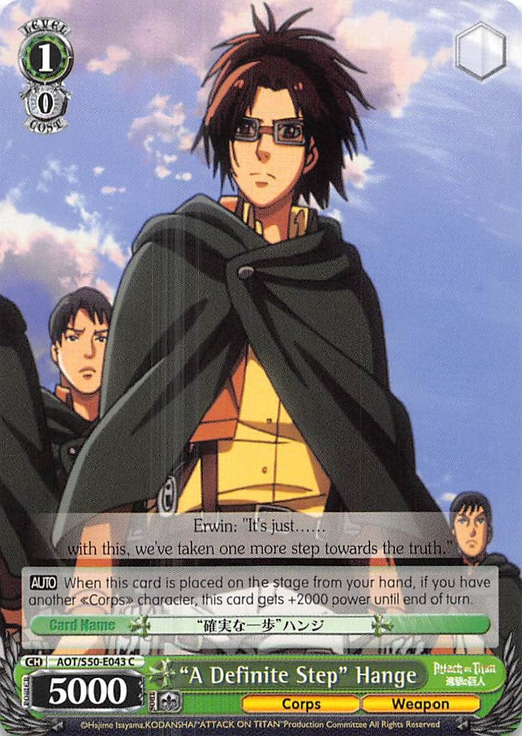 Image for "A Definite Step" Hange (Attack on Titan Vol. 2) (AOT/S50-E043 C) - Weiss Schwarz