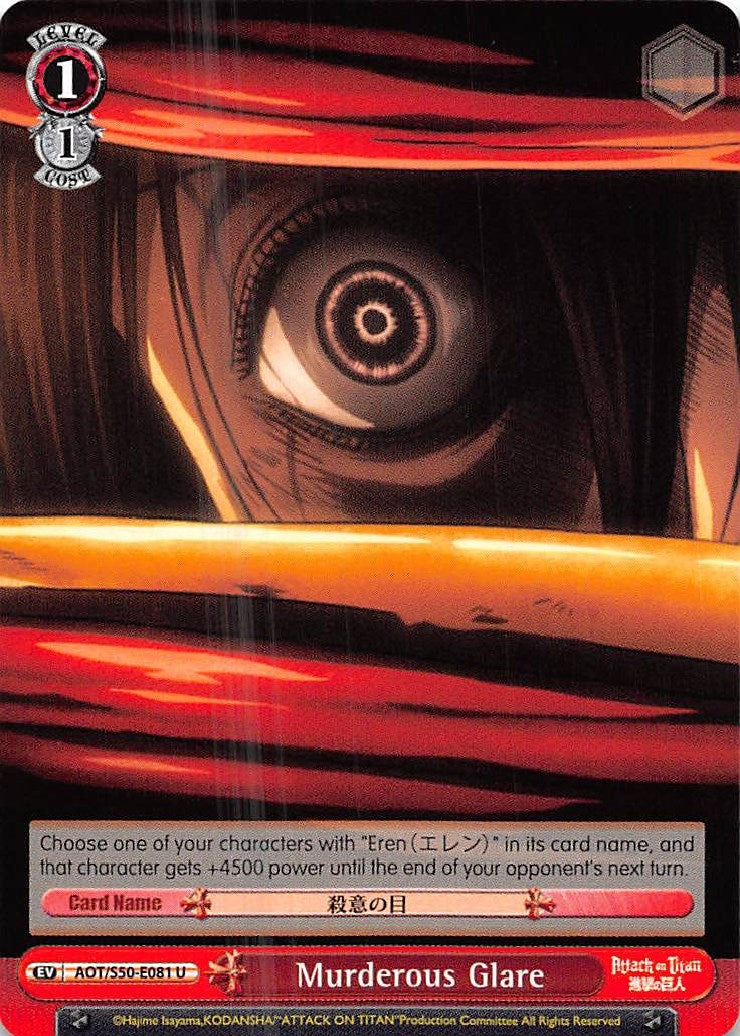 Image for Murderous Glare (Attack on Titan Vol. 2) (AOT/S50-E081 U) - Weiss Schwarz