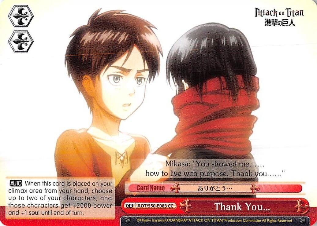 Image for Thank You... (Attack on Titan Vol. 2) (AOT/S50-E083 CC) - Weiss Schwarz