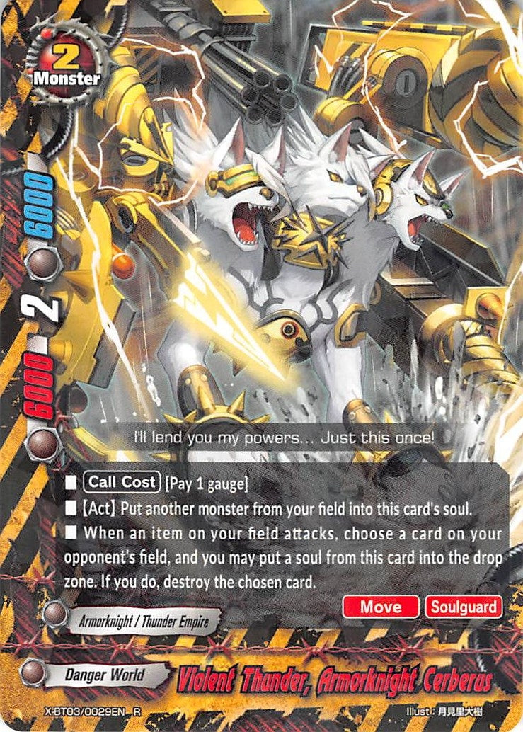 Image for Violent Thunder, Armorknight Cerberus (Overturn! Thunder Empire!!) (X-BT03/0029EN) - Future Card BuddyFight