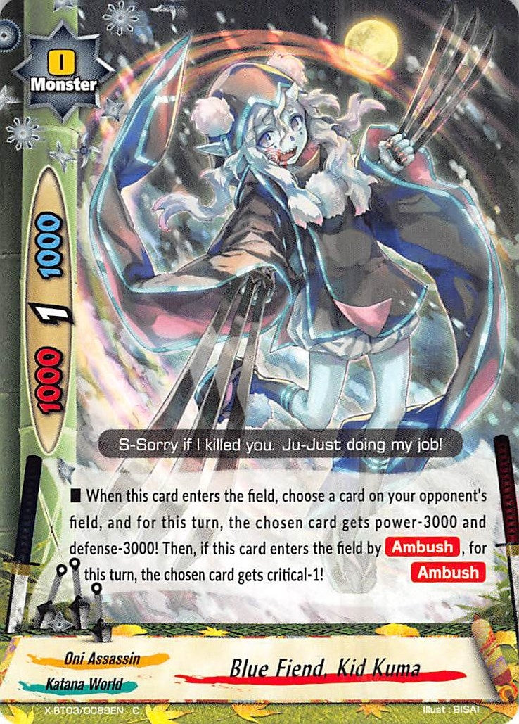 Image for Blue Fiend, Kid Kuma (Overturn! Thunder Empire!!) (X-BT03/0089EN) - Future Card BuddyFight