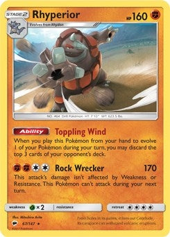 Image for Rhyperior - 67/147 (SM Burning Shadows) (Deck Exclusives) (067/147) - Pokemon