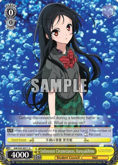 Image for Unforeseen Circumstances, Kuroyukihime (Accel World -Infinite Burst-) (AW/S43-E011 U) - Weiss Schwarz