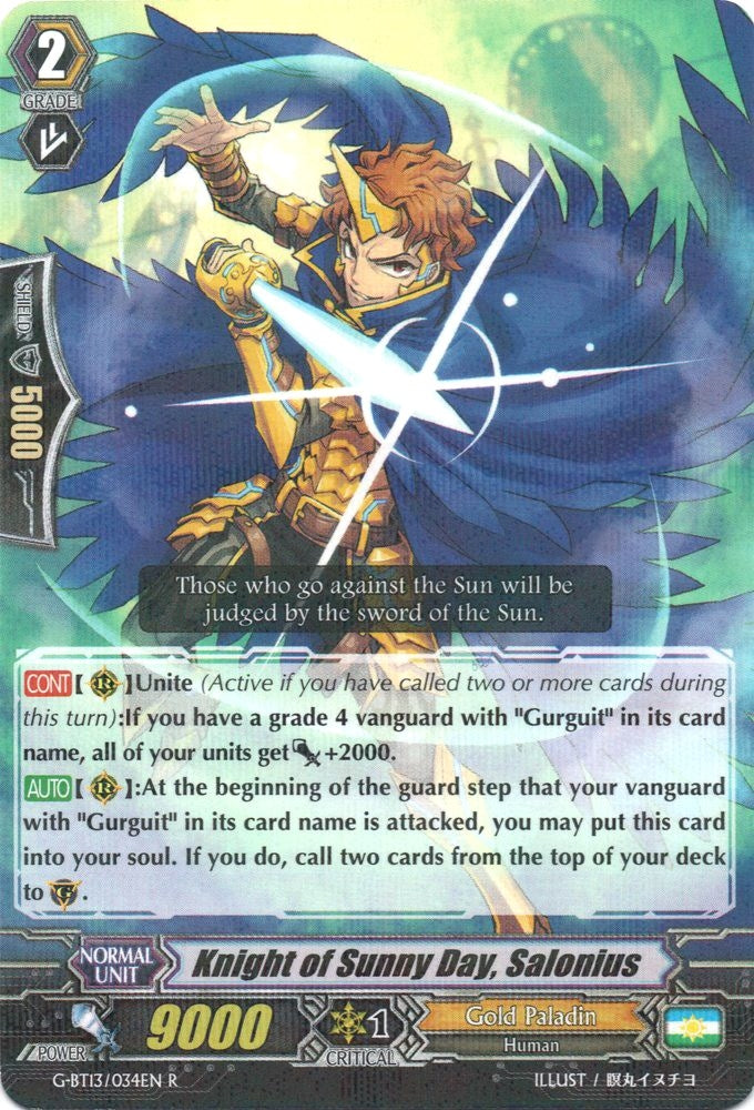 Image for Knight of Sunny Day, Salonius (G-BT13: Ultimate Stride) (G-BT13/034EN) - Cardfight Vanguard