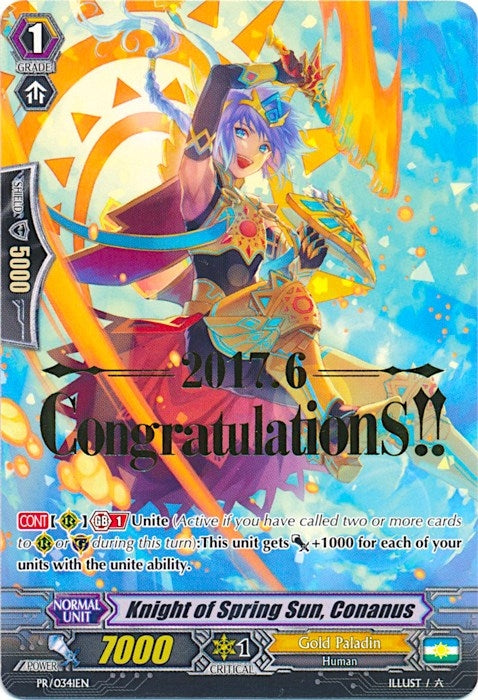 Image for Knight of Spring Sun, Conanus (Hot Stamped) (Promo Cards) (PR/0341EN) - Cardfight Vanguard
