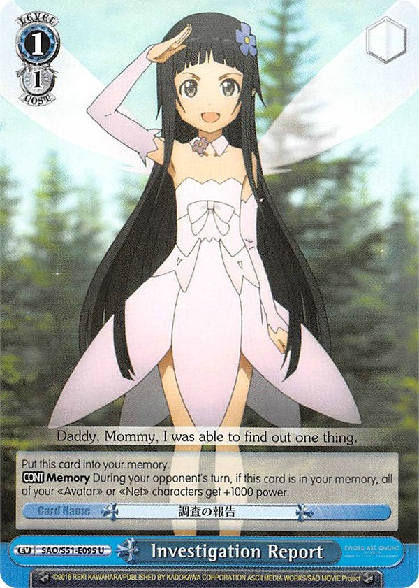 Image for Investigation Report (Sword Art Online The Movie: -Ordinal Scale-) (SAO/S51-E095 U) - Weiss Schwarz