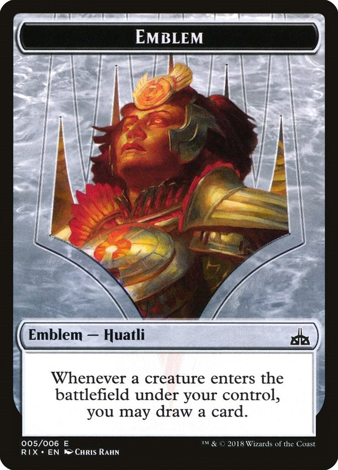 Image for Emblem - Huatli, Radiant Champion (Rivals of Ixalan) (5) - Magic: The Gathering