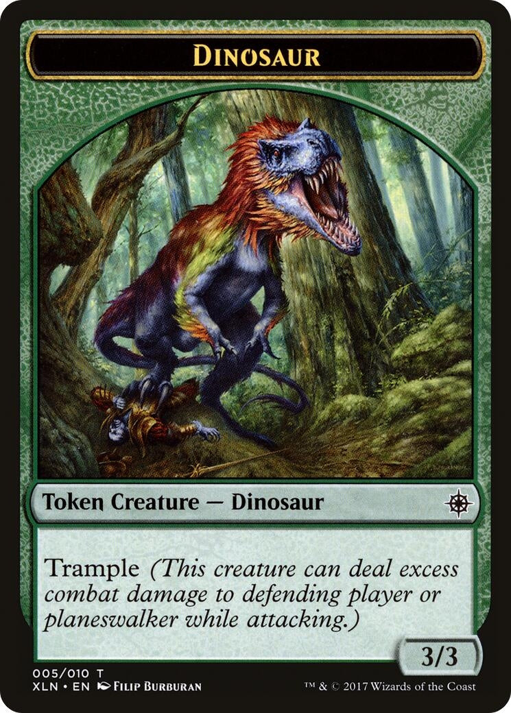 Image for Dinosaur // Treasure (009) Double-Sided Token (Ixalan) (5 // 9) - Magic: The Gathering