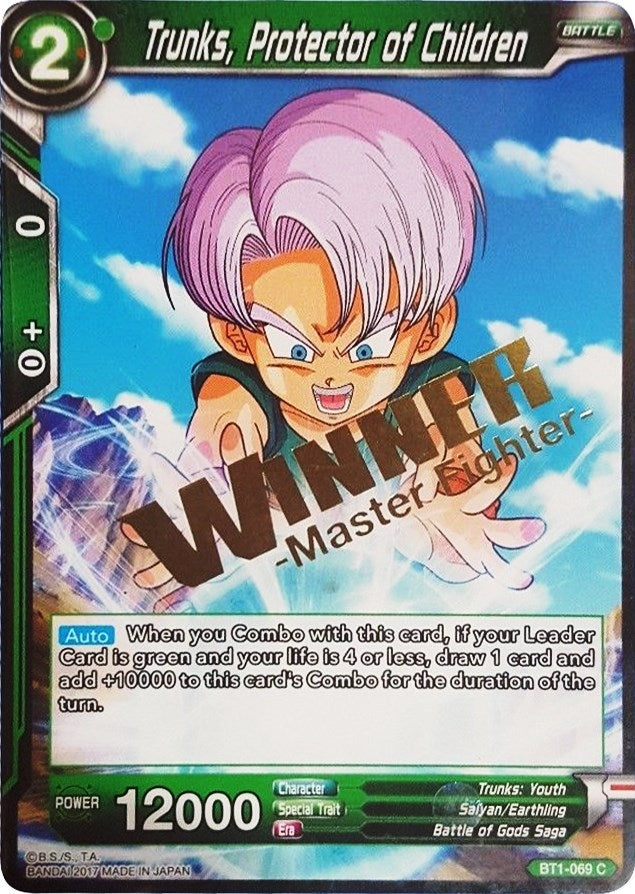 Image for Trunks, Protector of Children (Winner Stamped) (Tournament Promotion Cards) (BT1-069) - Dragon Ball Super: Masters