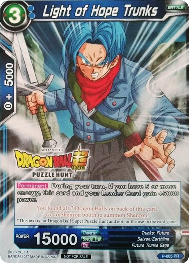 Image for Light of Hope Trunks (Puzzle Hunt) (Tournament Promotion Cards) (P-005) - Dragon Ball Super: Masters