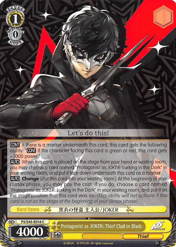 Image for Protagonist as JOKER: Thief Clad in Black (Persona 5) (P5/S45-E016 C) - Weiss Schwarz