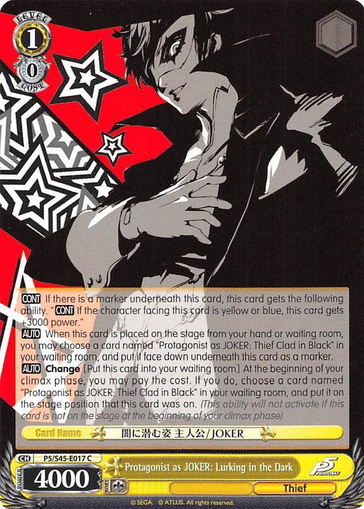 Image for Protagonist as JOKER: Lurking in the Dark (Persona 5) (P5/S45-E017 C) - Weiss Schwarz