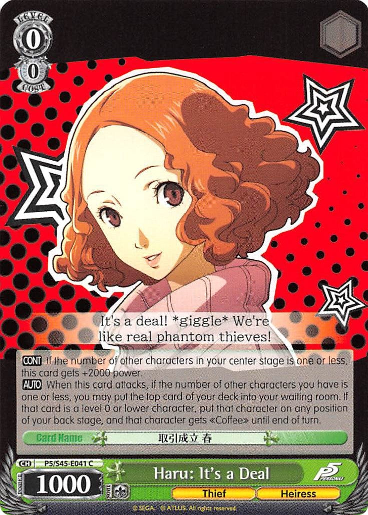 Image for Haru: It's a Deal (Persona 5) (P5/S45-E041 C) - Weiss Schwarz