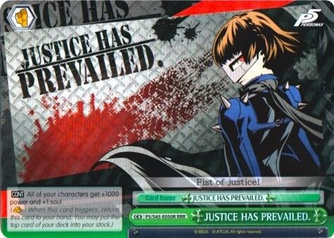 Image for JUSTICE HAS PREVAILED. (RRR) (Persona 5) (P5/S45-E050R RRR) - Weiss Schwarz