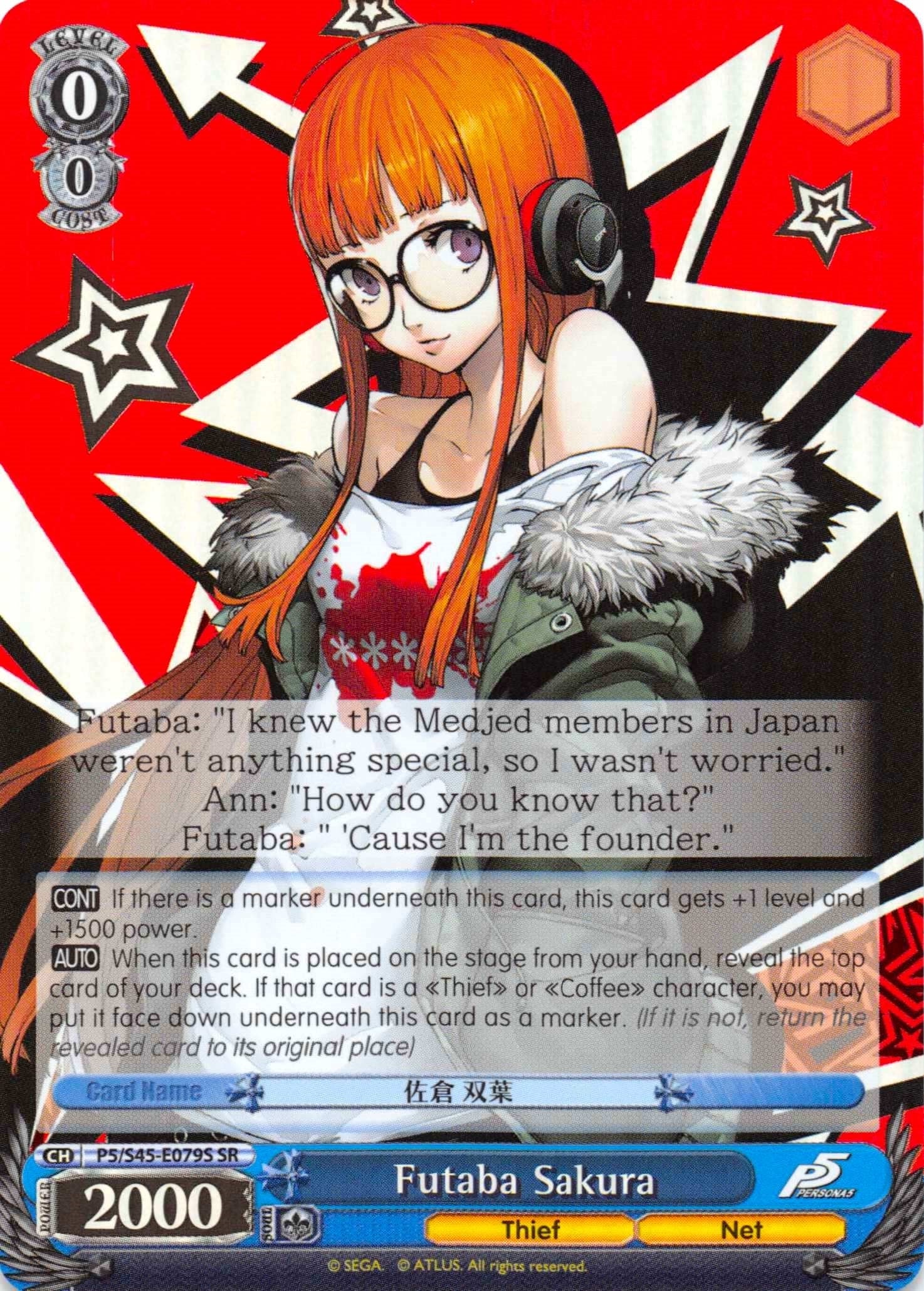 Image for Futaba Sakura (SR) (Persona 5) (P5/S45-E079S SR) - Weiss Schwarz