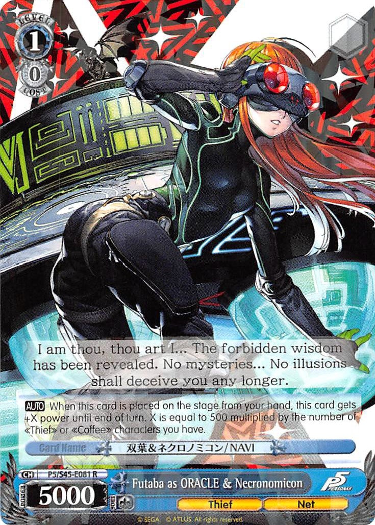 Image for Futaba as ORACLE & Necronomicon (Persona 5) (P5/S45-E081 R) - Weiss Schwarz
