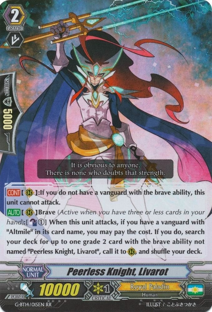 Image for Peerless Knight, Livarot (G-BT14: Divine Dragon Apocrypha) (G-BT14/015EN) - Cardfight Vanguard